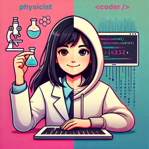 coder-scientist girl cartoon